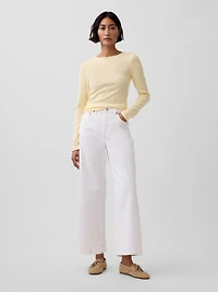 High Rise Stride Wide-Leg Ankle Jeans