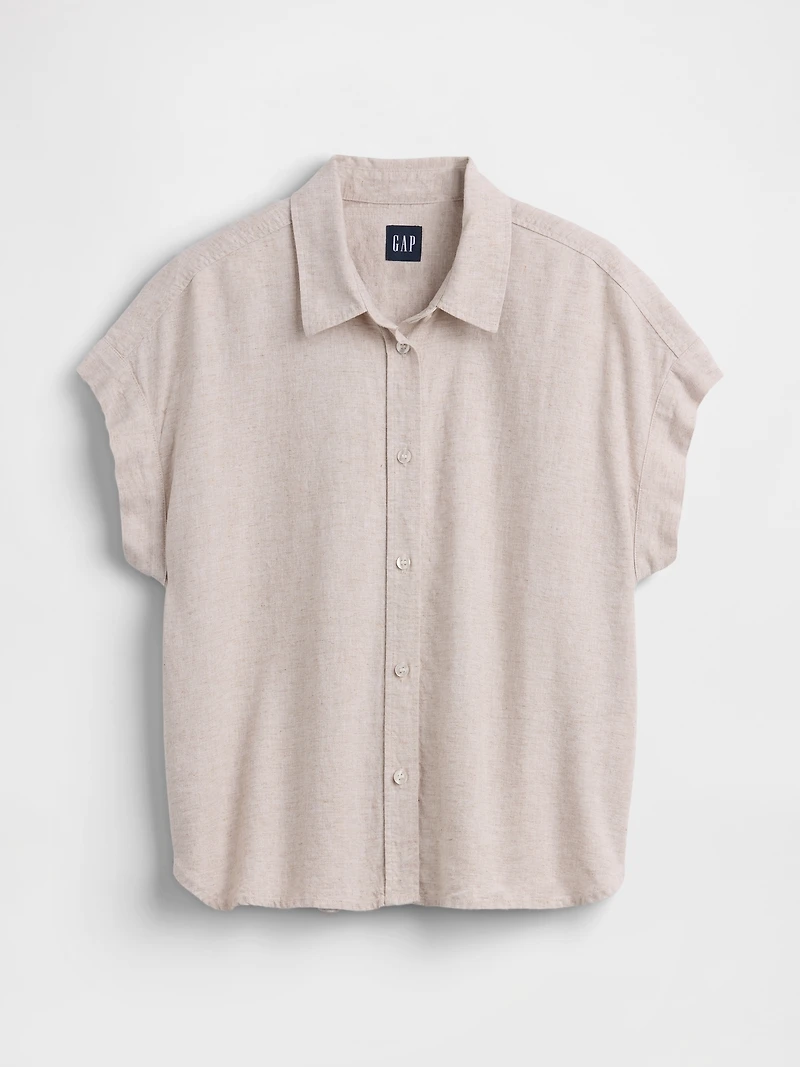 Linen-Blend Oversized Shirt