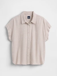 Linen-Blend Oversized Shirt