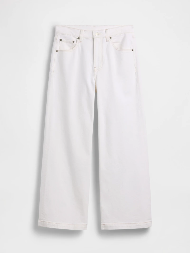 High Rise Stride Wide-Leg Ankle Jeans