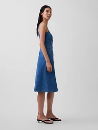 Denim Button-Front Midi Dress