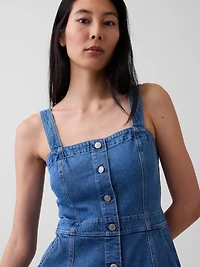 Denim Button-Front Midi Dress