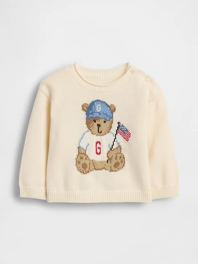 Chandail ourson Brannan bleu, blanc et rouge pour Bébé