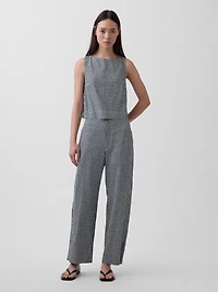 Linen-Blend Crop Shell Tank Top