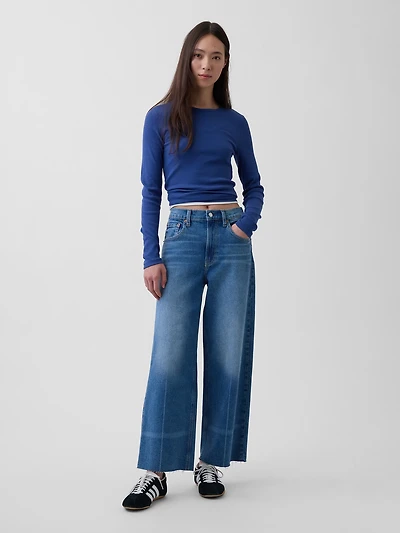 High Rise Stride Wide-Leg Ankle Jeans