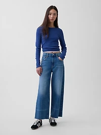 High Rise Stride Wide-Leg Ankle Jeans