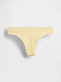 Organic Stretch Cotton Lace-Trim Thong