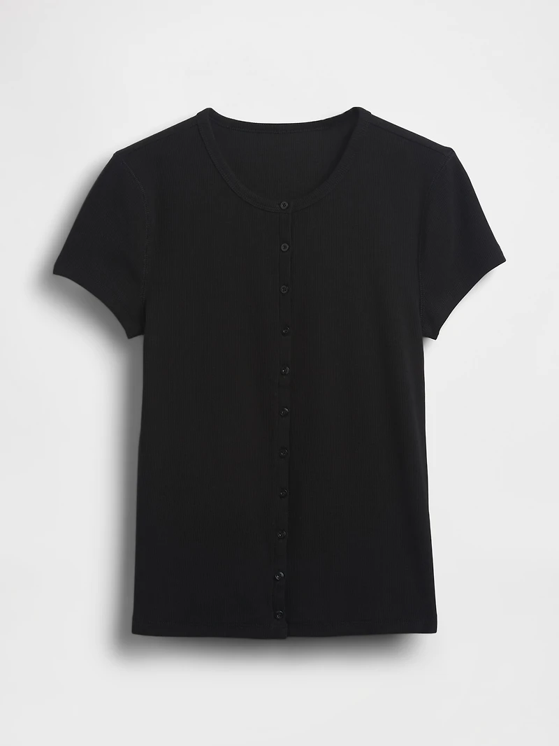 Modern Rib Button-Front Crew T-Shirt