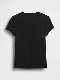 Modern Rib Button-Front Crew T-Shirt