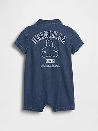 Une-pièce court en denim à logo pour Bébé