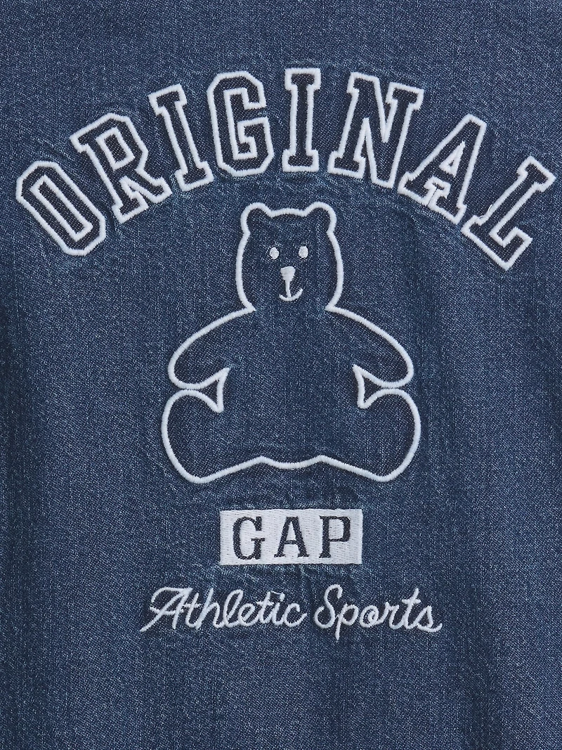 Une-pièce court en denim à logo pour Bébé