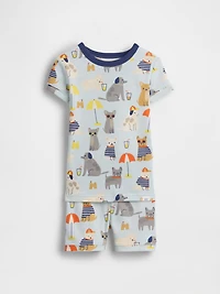 Pyjama court en coton biologique brossé à motif chiens de plage pour Bébé et Tout-petit