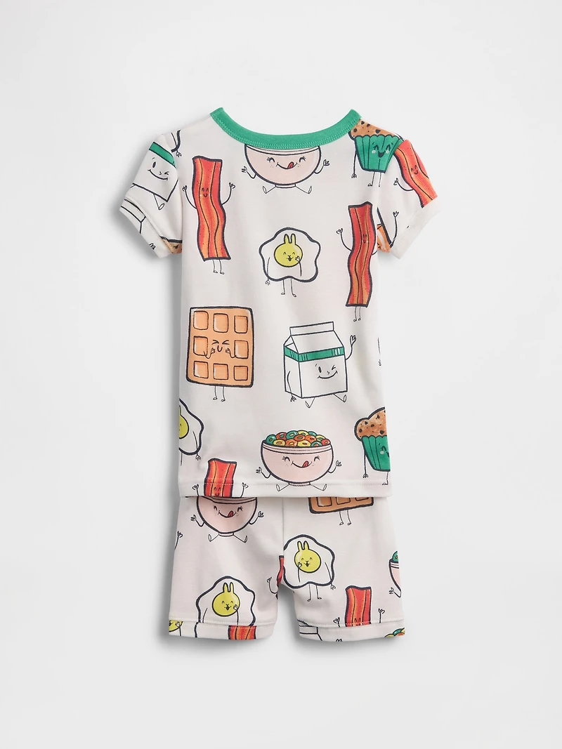 Pyjama court en coton biologique brossé à motifs de petit-déjeuner pour Bébé et Tout-petit