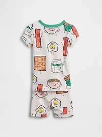 Pyjama court en coton biologique brossé à motifs de petit-déjeuner pour Bébé et Tout-petit