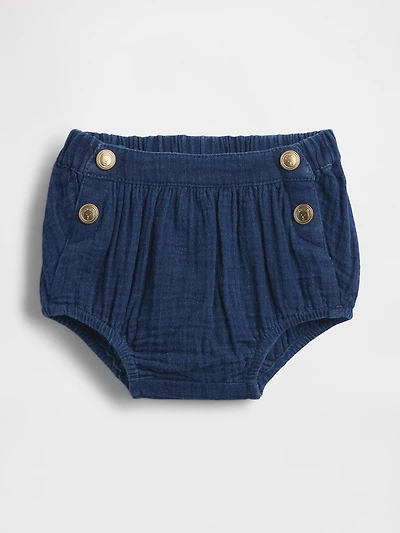 Culotte bouffante matelot en denim et gaze de coton pour Bébé
