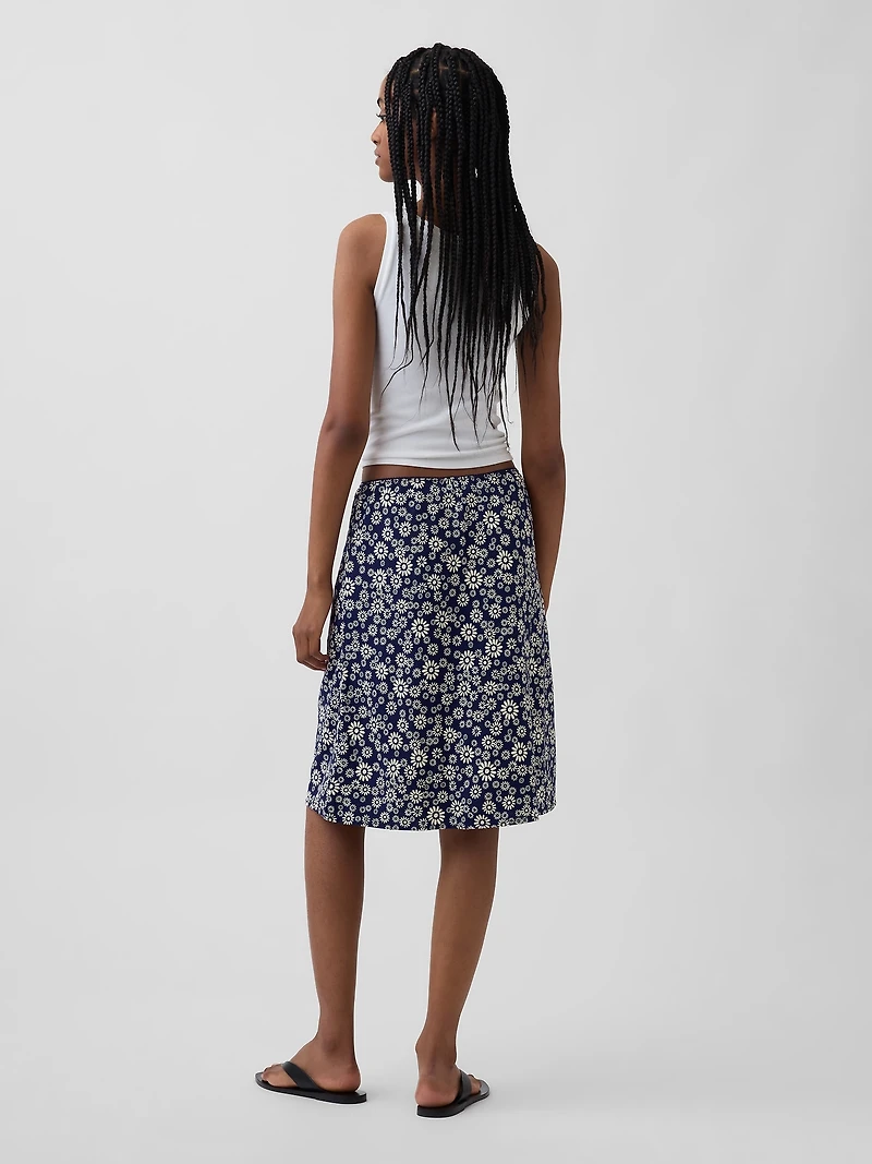 Linen-Blend Bias-Cut Skirt