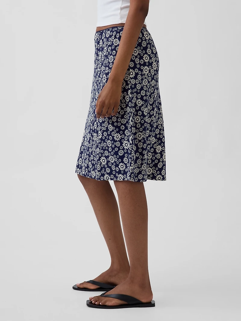 Linen-Blend Bias-Cut Skirt