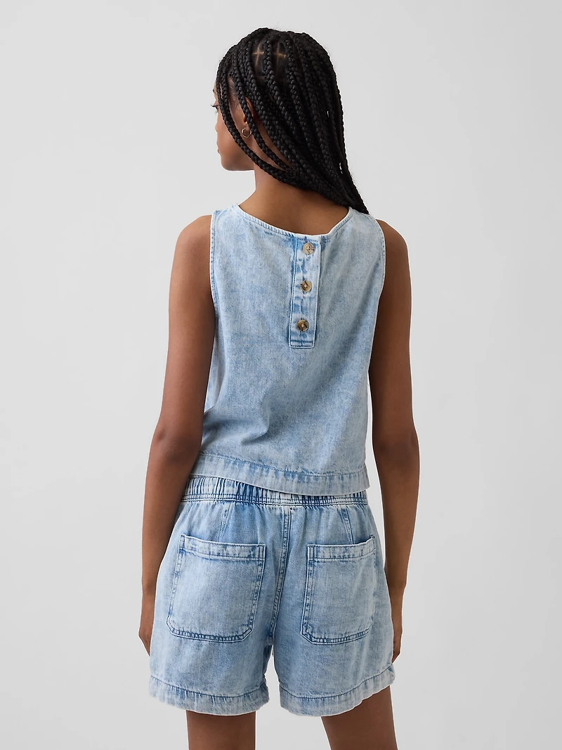 Denim Crop Shell Tank Top
