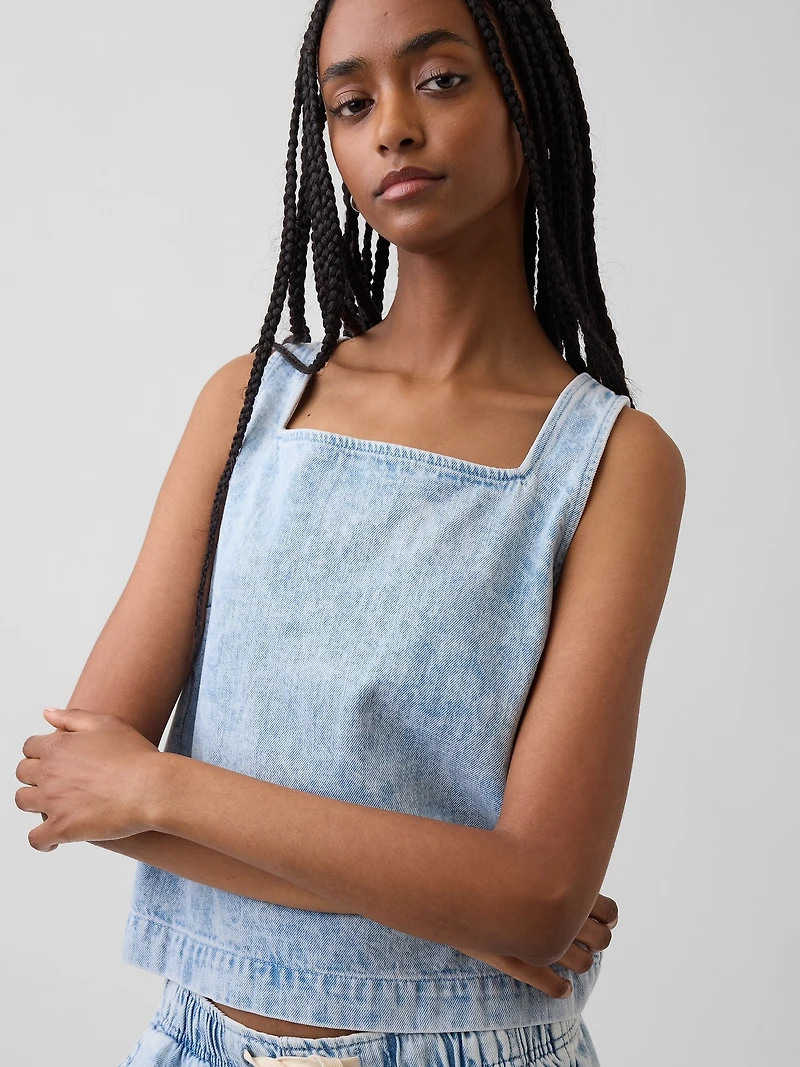 Denim Crop Shell Tank Top