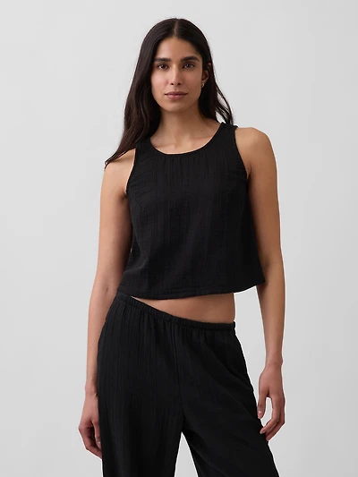 Cotton Gauze Racer Shell Tank Top