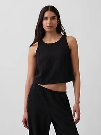 Cotton Gauze Racer Shell Tank Top