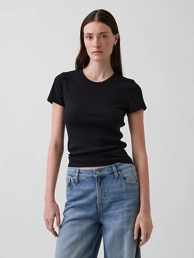 Pointelle Crew T-Shirt