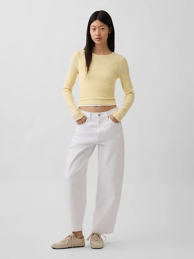 High Rise Crop Barrel Jeans