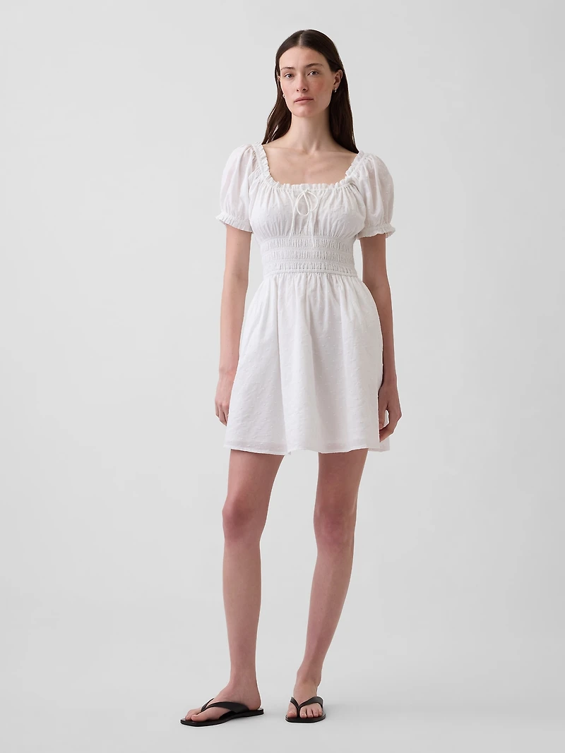 Smocked-Waist Mini Dress