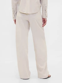 Linen-Cotton Wide-Leg Pants