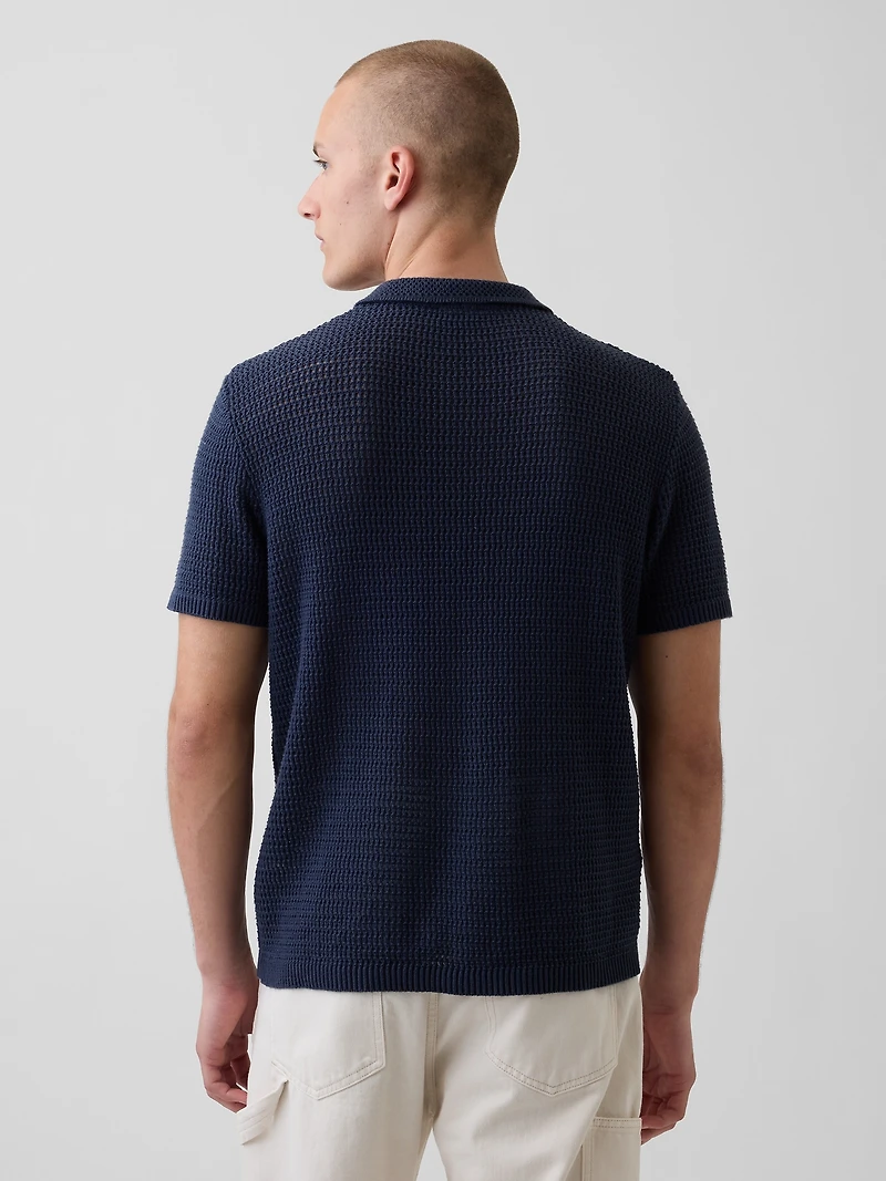Mesh Polo Shirt Sweater
