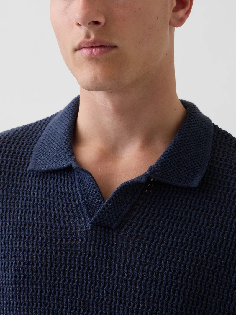 Mesh Polo Shirt Sweater