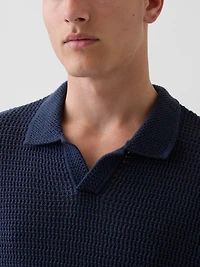 Mesh Polo Shirt Sweater