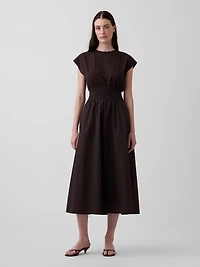 Mixed Media Drop-Waist Midi Dress