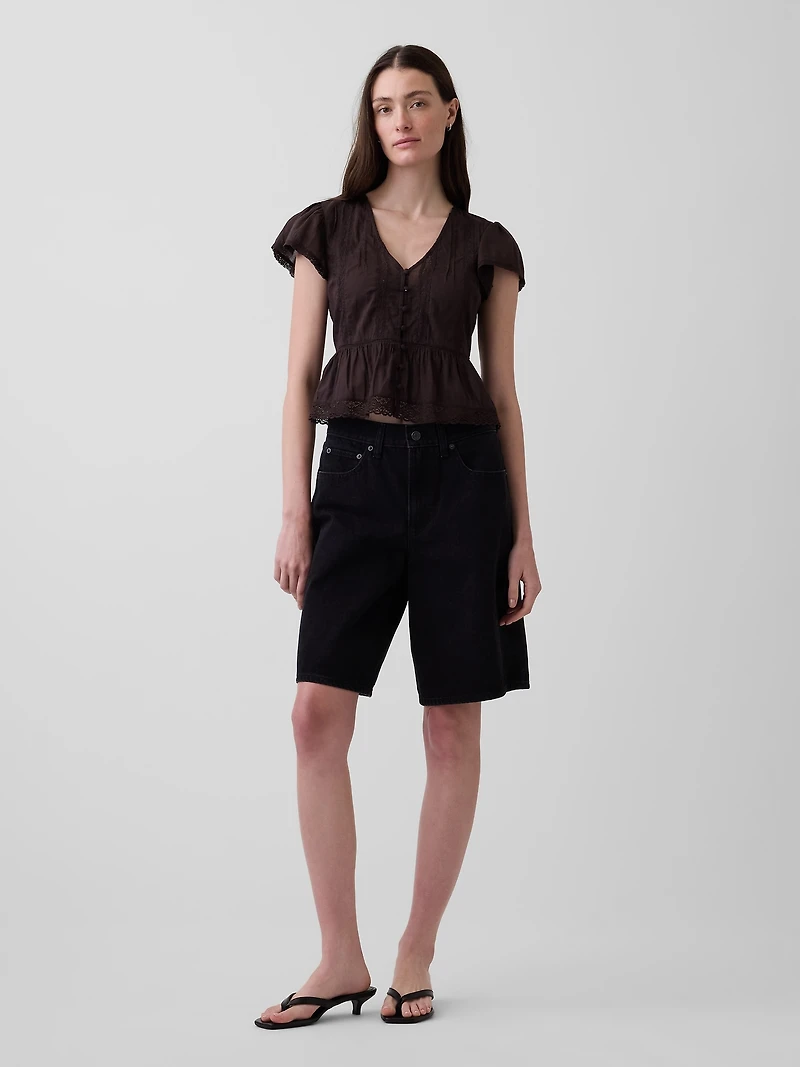 Lace Voile Peplum Crop Top