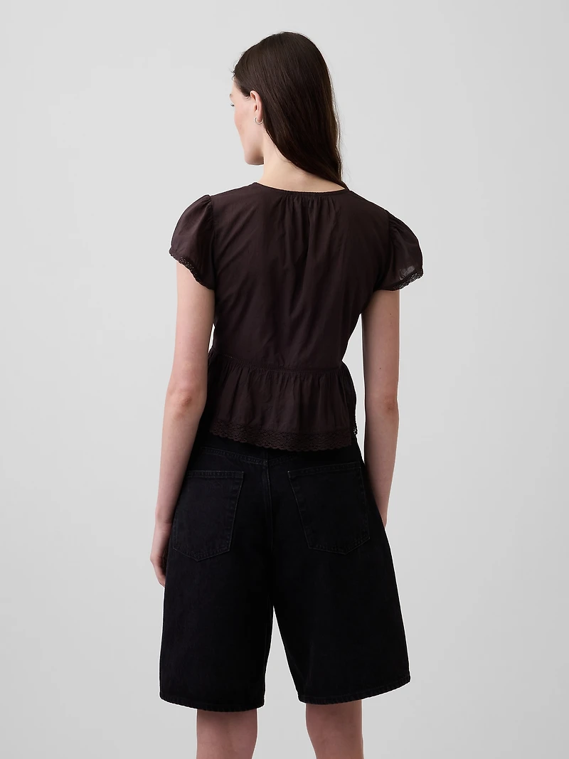 Lace Voile Peplum Crop Top