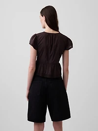 Lace Voile Peplum Crop Top