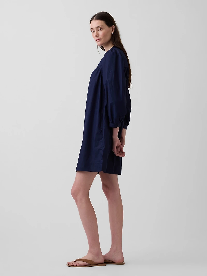 Poplin Henley Mini Dress