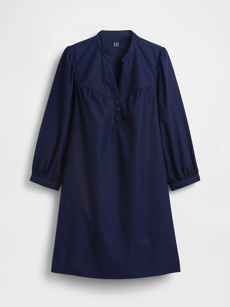 Poplin Henley Mini Dress