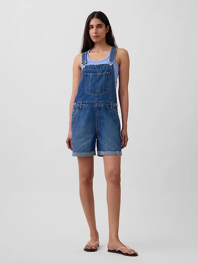 '90s Loose Denim Shortalls