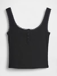 Mini Rib Lace Henley PJ Tank Top