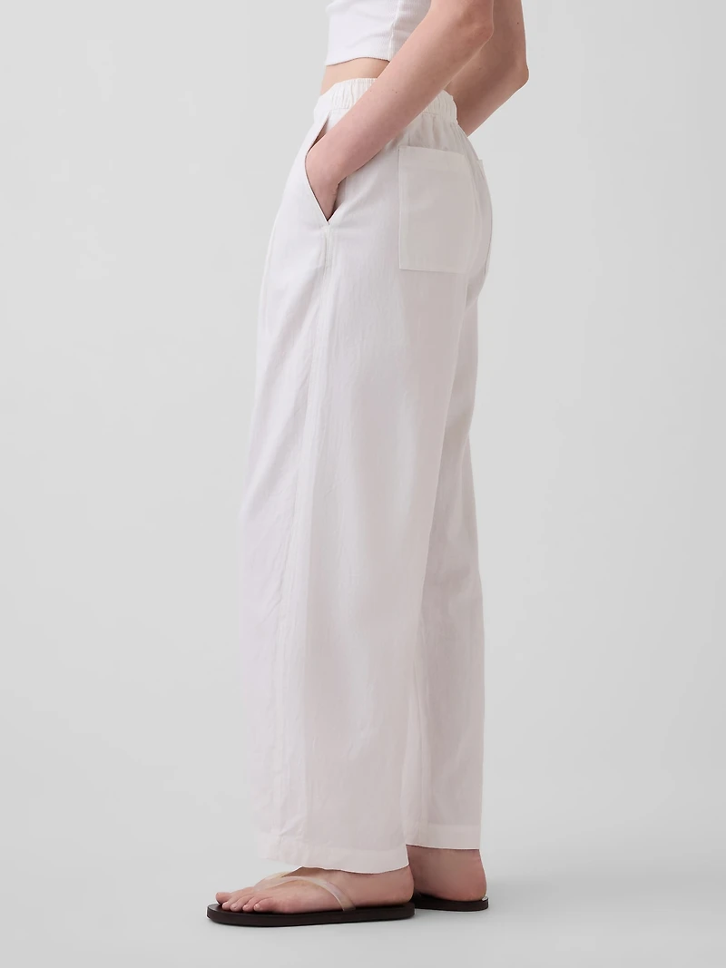 Linen-Blend Easy Barrel Pants