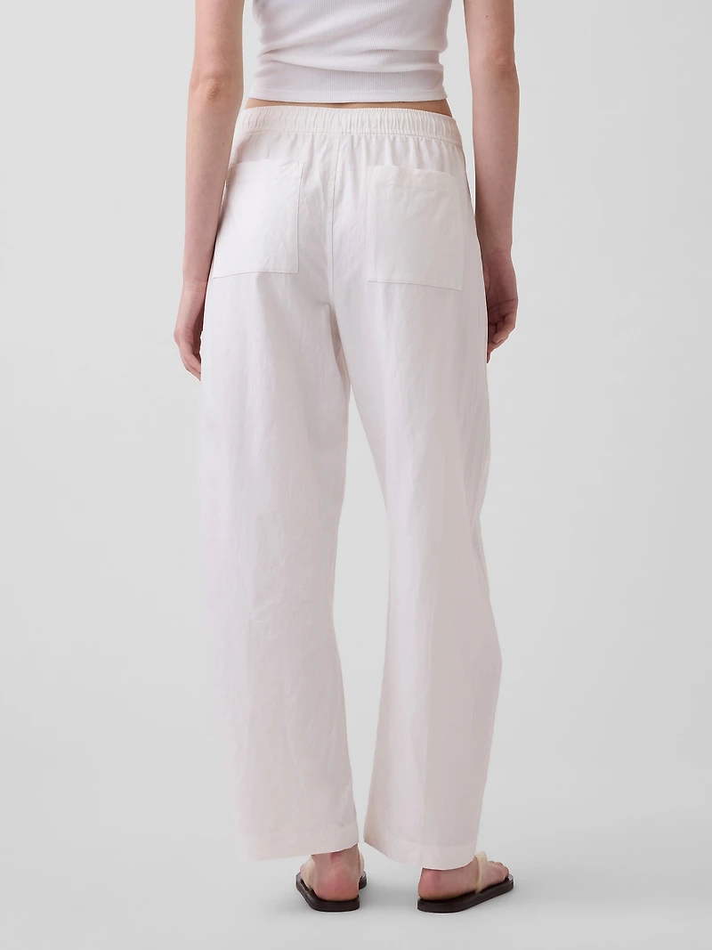 Linen-Blend Easy Barrel Pants