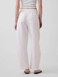 Linen-Blend Easy Barrel Pants