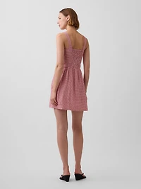 Linen-Blend Drop-Waist Mini Dress