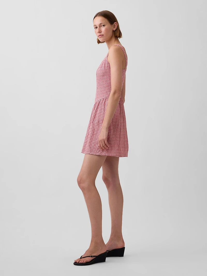 Linen-Blend Drop-Waist Mini Dress