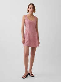 Linen-Blend Drop-Waist Mini Dress