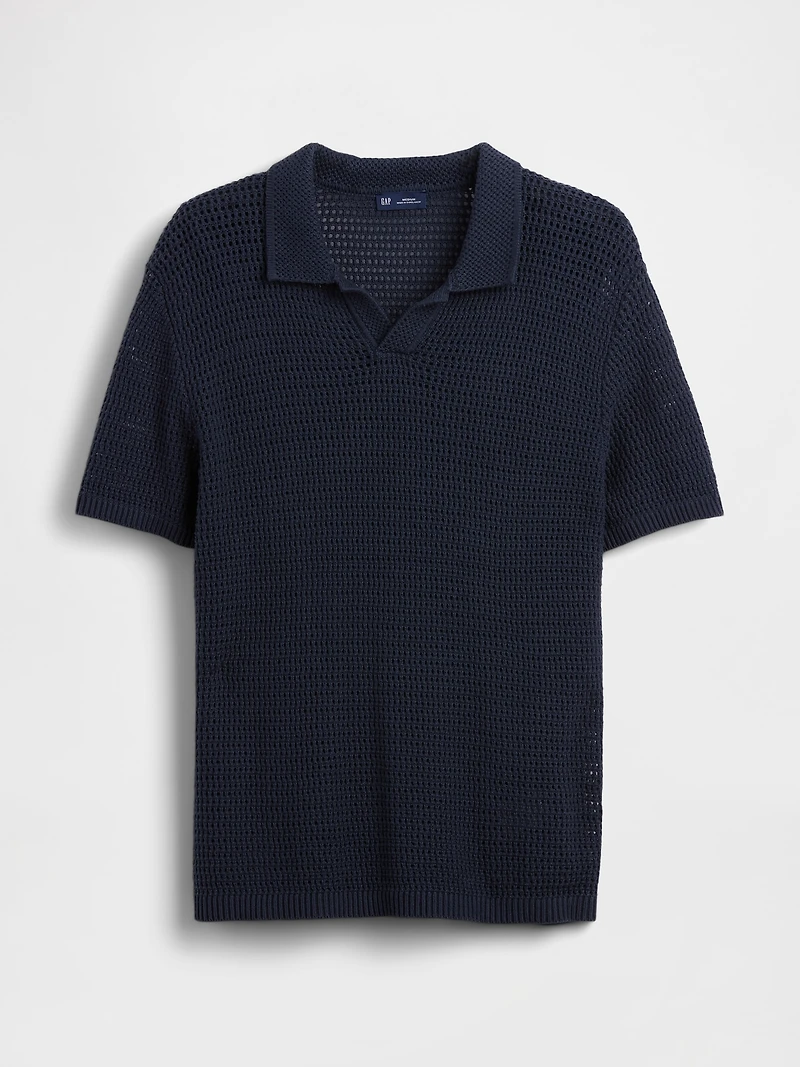 Mesh Polo Shirt Sweater