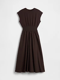 Mixed Media Drop-Waist Midi Dress