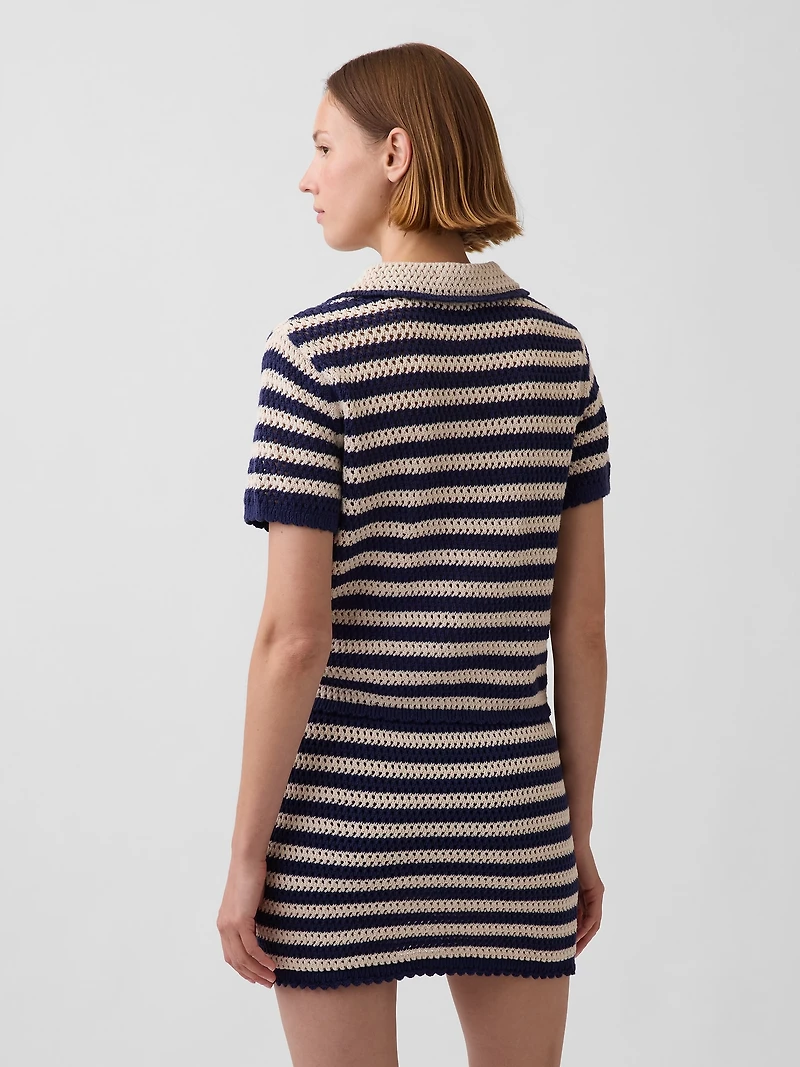 100% Cotton Crochet Relaxed Sweater Shirt