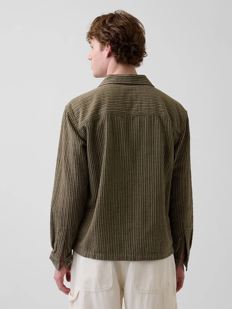 Dobby Stripe Relaxed Straight-Hem Shirt